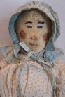 24" folky painted face cloth doll rosy red cheeks Circa 1880