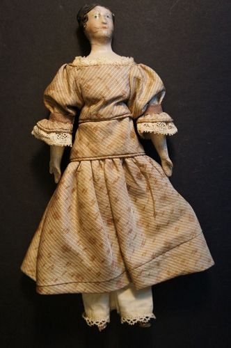 81/2" milliner doll with high fashion hair-do Circa 1830
