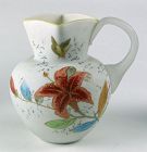 Enameled Satin Glass Pitcher with Tiger Lily Flowers