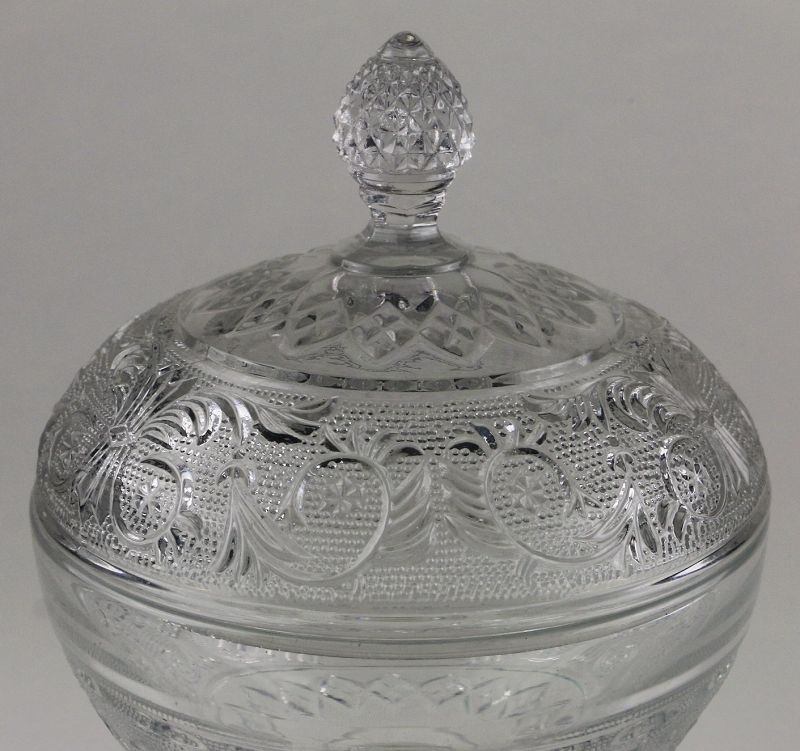 Early American Sandwich Low Standard Compote with Lid 1924