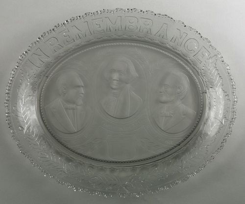 EAPG Three Presidents aka In Remembrance Bread Plate, Platter c. 1881