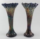1910s Fenton Knotted Beads Vases - a Pair