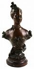 Antique Bronze Bust of a Young Lady After Henri Godet