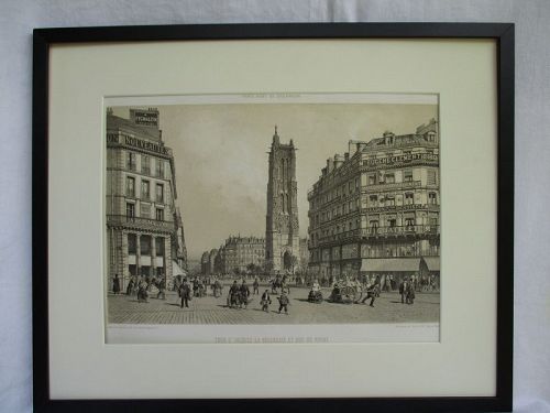Mid-19th Century French Lithograph of Tour St. Jaques, Paris