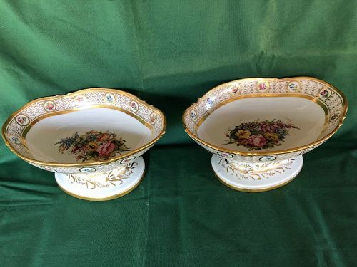 Pair large Old Paris large compotes circa 1800, Locre