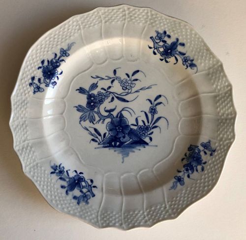Porcelain plate underglaze blue Ronda pattern Tournai 19th century