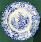 Stoneware light blue transfer plate “Genevese” England c. 1830
