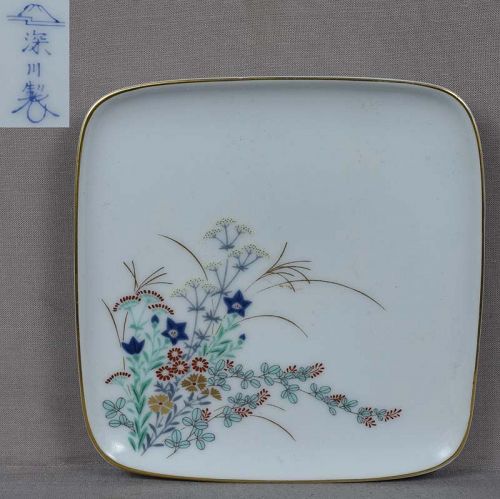 Japanese porcelain Fukagawa plate FLOWERING MEADOW