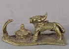 18c Indian bronze SHIVA LINGAM with NANDI bull & NAGA cobra