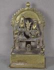 18c Indian bronze SHIVA SHRINE Parvati Ganesha Nandi Naga