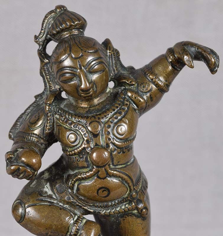 18/19c Indian bronze DANCING KRISHNA