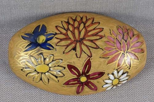 1920s Japanese porcelain Kutani OBIDOME netsuke FLOWERS