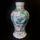 17C Chinese Kangxi Famille Verte Porcelain Vase Mythical Beast