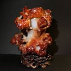Chinese Carnelian Red Agate Flower Vase