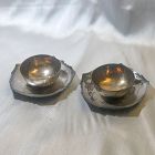 19C Meiji Japanese Solid Silver Sake Cup and Saucer Pair