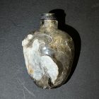 19C Chinese Scholar Relief Rock Crystal Snuff Bottle Jadeite Stopper