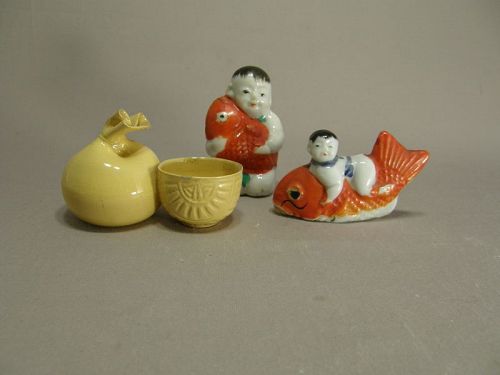 Three Japanese Ceramic Water Droppers Early 20th Century