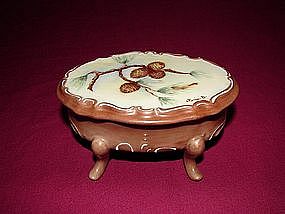 Hand painted Porcelain footed box