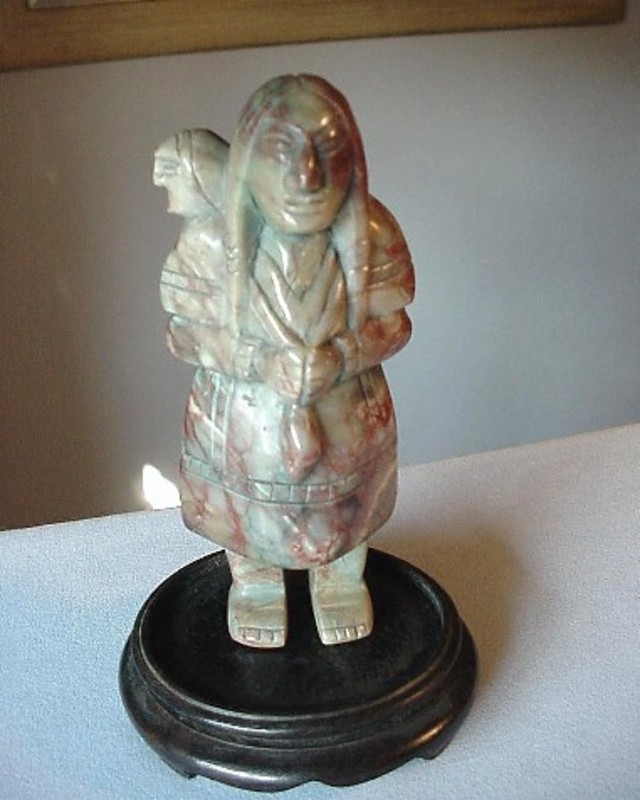 CHRYSACOLA CARVED FIGURINE {  Mother & Child
