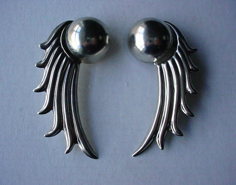 LARGE SIZE LOS BALLESTEROS MEXICAN STERLING EARRINGS
