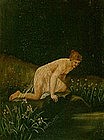 OIL ON CANVAS PAINTING OF NYMPH  ... O. SEITZ 1900