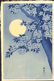Ohara Koson Woodblock Print- Moon and Cherry - First edition SOLD
