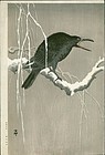 Ohara Koson Japanese Woodblock Print - Cawing Crow SOLD