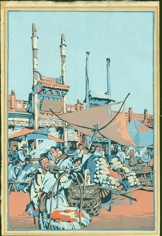 Cyrus Baldridge Japanese Woodblock Print - Peking Market 1925