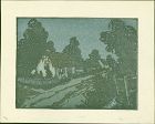 Andrew Kay Womrath Woodblock Print -Cottage and Lane at Night SOLD