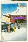 Paul Binnie Japanese Woodblock Print - Asakusa Temple in Snow