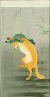 Ohara Koson Japanese Woodblock Print - Dancing Fox SOLD