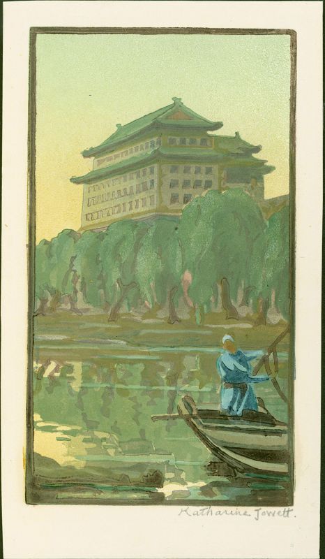 Katharine Jowett Woodblock Print- Sunset Behind East Gate, Peking SOLD