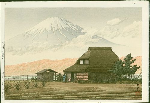 Kawase Hasui Japanese Woodblock Print - Mount Fuji from Narusawa