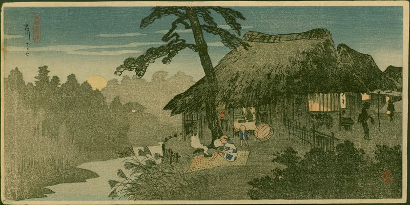 Shotei Woodblock Print- Riverside at Furukawa- Pre-Earthquake SOLD