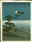 Arai Yoshimune Japanese Woodblock Print - Suma Beach- Hasegawa