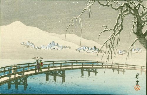 Yamamoto Shoun Japanese Woodblock Print - The Old Willow Tree - 1910