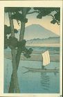 Kawase Hasui Woodblock Print- Mt. Fuji with Sailboat- Kiso River