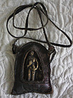 Antique Tibetan Bronze Talisman Amulet in Leather case