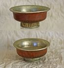 Antique Tibetan matching pair of burl wood footed tea bowls