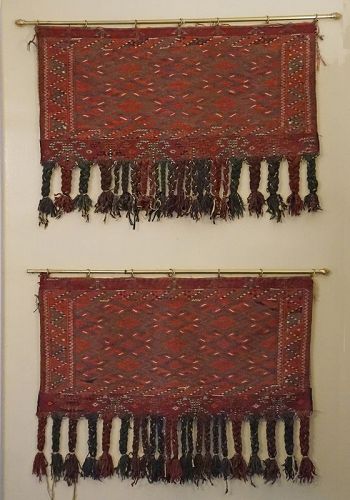 Antique Pair of Matching Yomud tribal Tent bags