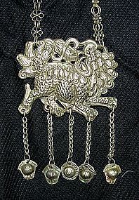 Antique Chinese Silver Lock Kylin necklace