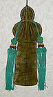 Antique Chinese Woman's Suede Fan Case with tassels