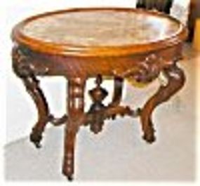 American Victorian Oval Marble Top Table
