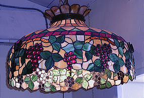 Leaded Hanging Light Fixture with Fruit