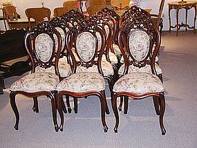 Twelve Mahogany Rococo Dining Room Chairs