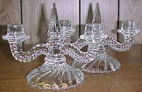 Fostoria Crystal COLONY Double CANDLE STICKS, Pair