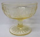 Hocking Topaz Yellow CAMEO BALLERINA 3 In Molded FOOTED SHERBET