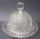 Tarentum Glass Co. CANE INSERT Round BUTTER DISH with LID