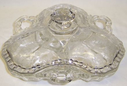 Cambridge Crystal ROSE POINT 3500/57 8 In 3-Part CANDY BOX w/LID