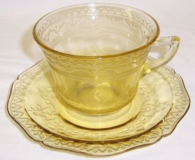 Federal Depression Amber PATRICIAN SPOKE CUP and SAUCER